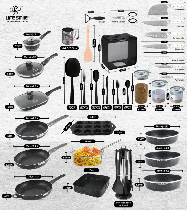 Anniversary Celebration while stocks lastοΌBig Kitchen Cookware Set 166 Pcs with Non Stick Pots and Pans