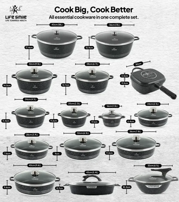 Anniversary Celebration while stocks lastοΌBig Kitchen Cookware Set 166 Pcs with Non Stick Pots and Pans