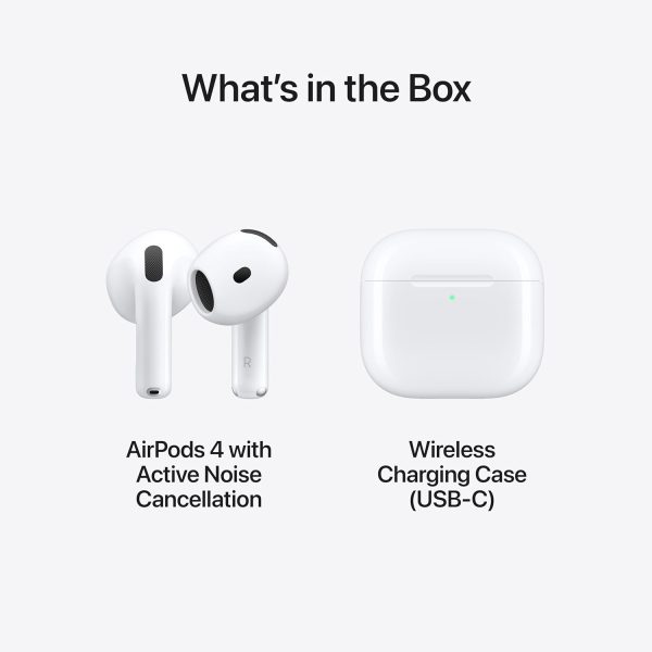 Apple AirPods 4 Wireless Earbuds, Bluetooth Headphones, with Active Noise Cancellation, Adaptive Audio, Transparency Mode, Personalized Spatial Audio, USB-C Charging Case,...