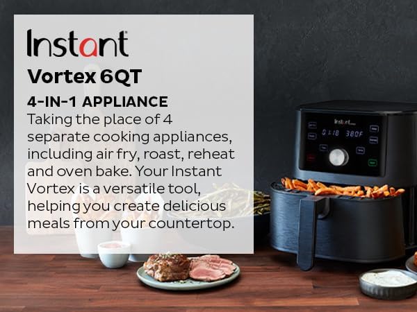 Limited-Time Sale for Summer Surprises AED 99.00د.إ :Instant Pot Vortex 6QT XL Air Fryer, 4-in-1 Functions that Crisps, Roasts, Reheats, Bakes for Quick Easy Meals, 100+ In-App...
