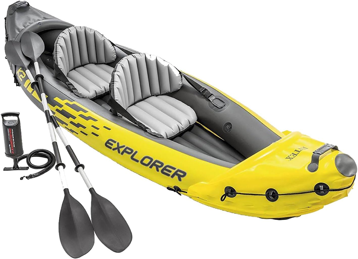Summer Final Clearance Just AED 89د.إ:Intex 68307EP Explorer K2 Inflatable Kayak Set: Includes Deluxe 86in Aluminum Oars and High-Output Pump – SuperStrong PVC – Adjustable...