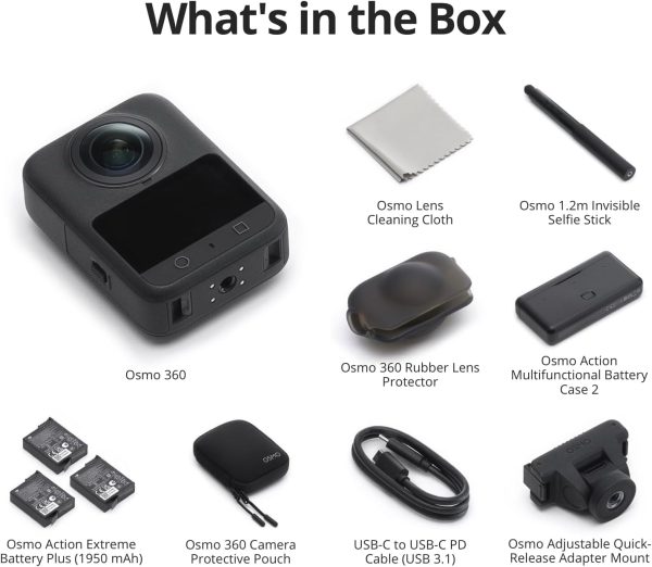 Summer Final Clearance Just AED 99د.إ:DJI Osmo 360 Adventure Combo, 360 Camera with 1-Inch 360° Imaging, Extended Battery Life with 3 Batteries, Native 8K 360° Video, 4K/120fps...