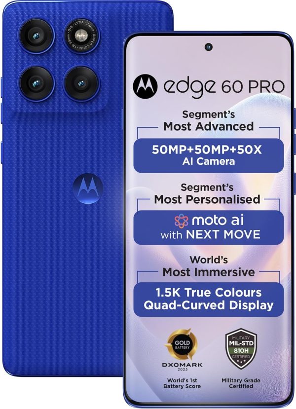 Summer Final Clearance Just AED 99د.إ:Motorola Edge 60 Pro 5G (Pantone Dazzling Blue, 12GB RAM, 512Storage) | 6.7" Display | 50MP+50MP+10MP | 50MP Front | Dimensity 8350 |...
