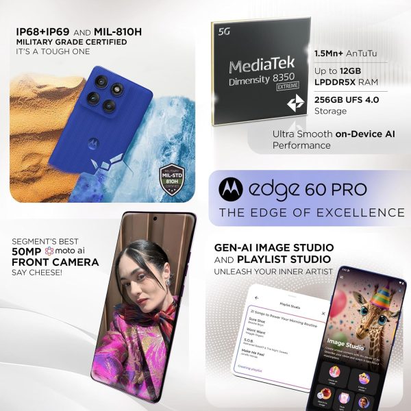 Summer Final Clearance Just AED 99د.إ:Motorola Edge 60 Pro 5G (Pantone Dazzling Blue, 12GB RAM, 512Storage) | 6.7" Display | 50MP+50MP+10MP | 50MP Front | Dimensity 8350 |...