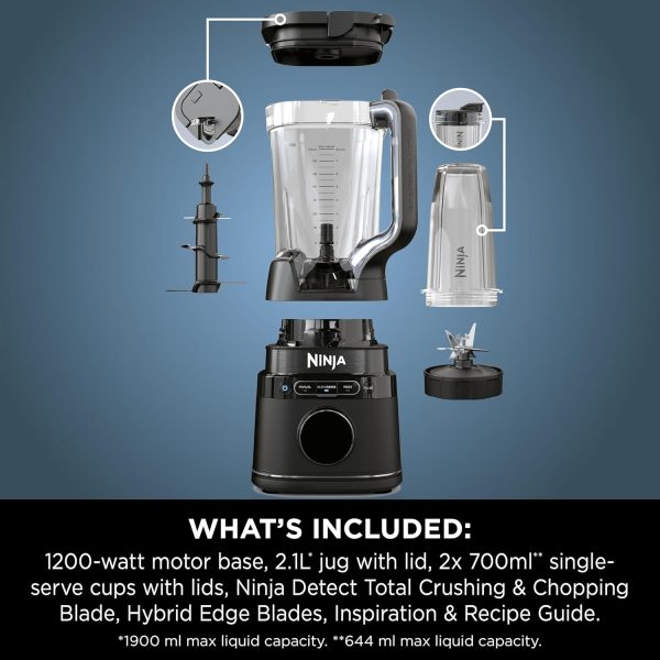 Summer Final Clearance Just AED 99د.إ:Ninja 2-in-1 Detect Power Blender Pro & Single Serve, 1200W Blender With Jug, & 2x Single Serve Cups, Blend Smoothies, Chop Vegetables &...