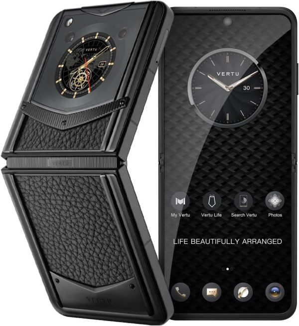 VERTU IRONFLIP Calf Skin Flip Cell Phone, Unlocked Android 5G Smartphone, Foldable Design, One-Hand Control, 50MP Camera, 12G+512G, Dual SIM, 6.9β³ 120Hz OLED, 65W Fast Charge