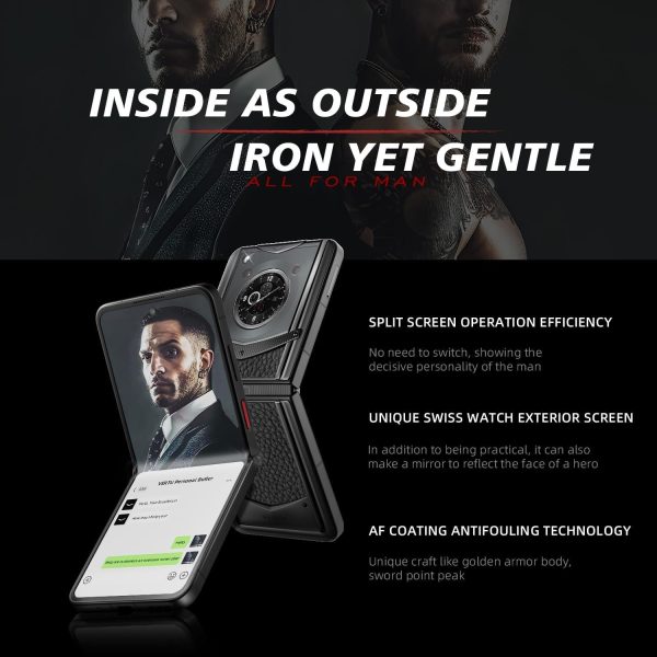 VERTU IRONFLIP Calf Skin Flip Cell Phone, Unlocked Android 5G Smartphone, Foldable Design, One-Hand Control, 50MP Camera, 12G+512G, Dual SIM, 6.9β³ 120Hz OLED, 65W Fast Charge